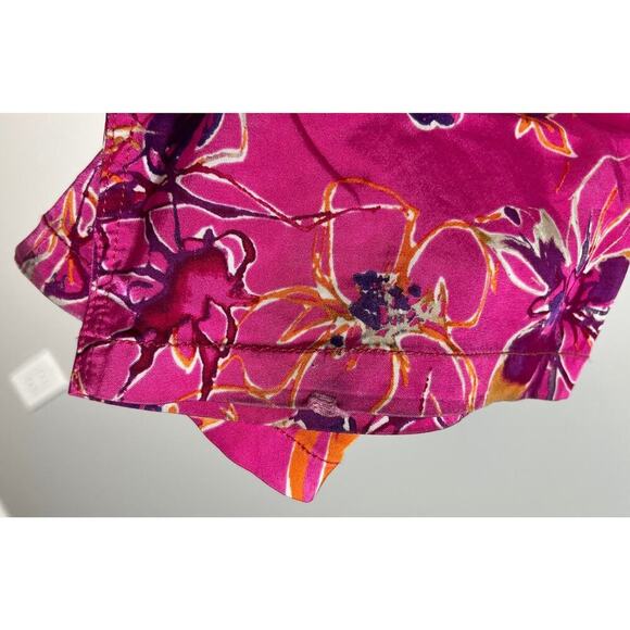 Bianca Maria Caselli Pink Fuxia Floral Pants Size 44 Cotton Stretch Women’s - Picture 5 of 6